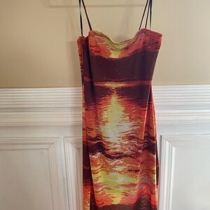 Sunset Print midi Dress
